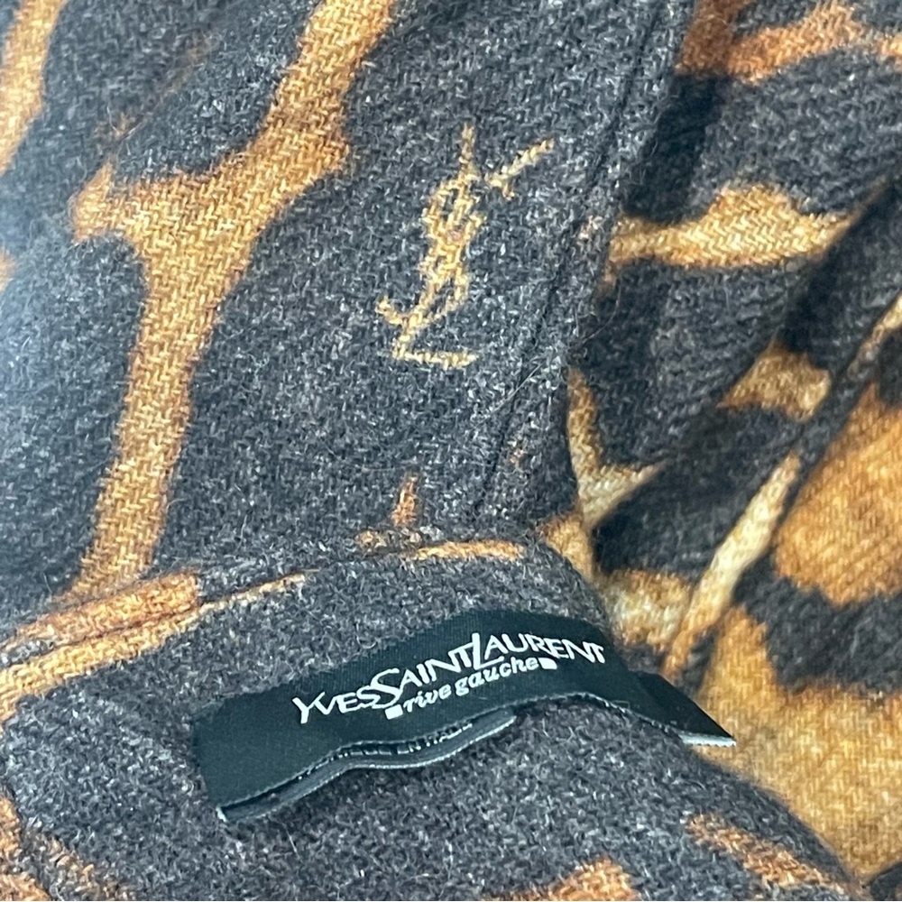 Yves Saint Laurent Brown Leopard Print Scarf - Picture 5 of 5